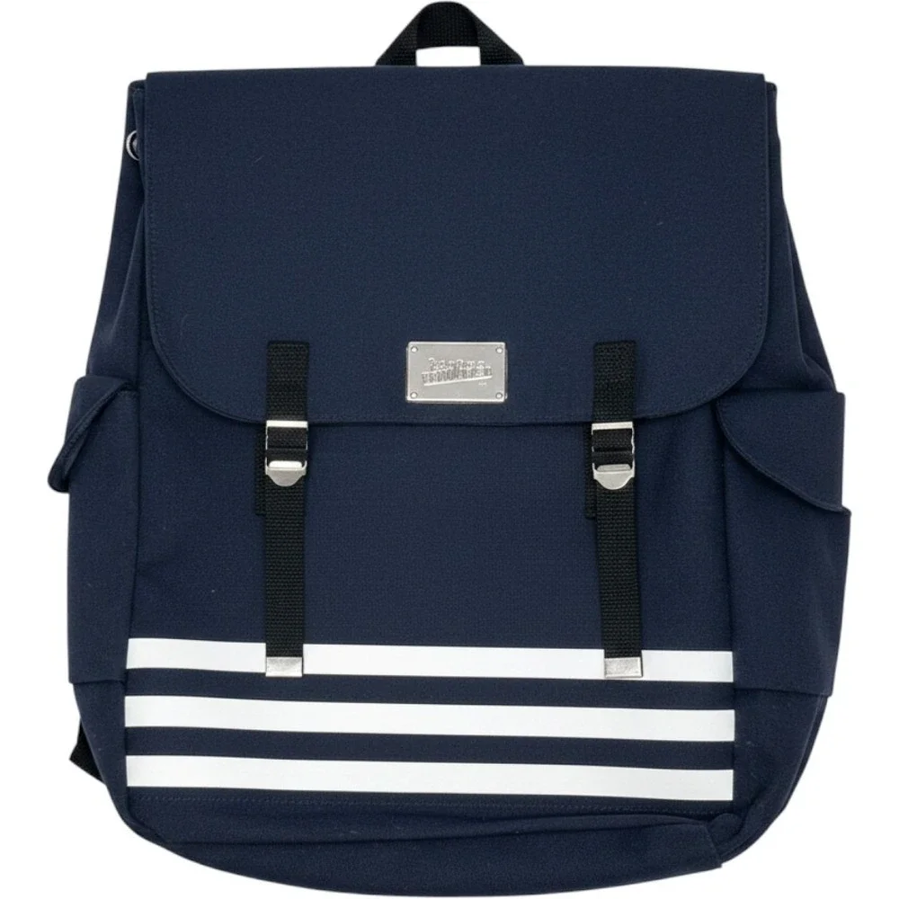 Jean Paul Gaultier Navy Blue White Stripe Canvas Backpack